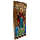 Virgin Mary of Mount Athos - Wood curved Byzantine Christian Orthodox Icon on Natural solid Wood