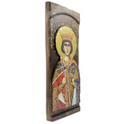 St Catherine - Wood curved Byzantine Christian Orthodox Icon on Natural solid Wood